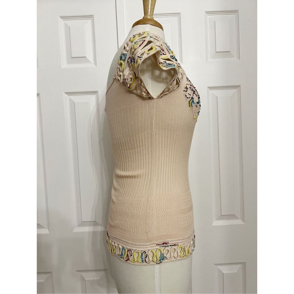 Vintage Christian Lacroix Embroidered Beaded Sequin Knit Silk Top Size Large - Picture 5 of 8
